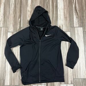 Nike Black Dri-Fit Full-Zip Hoodie with White Logo